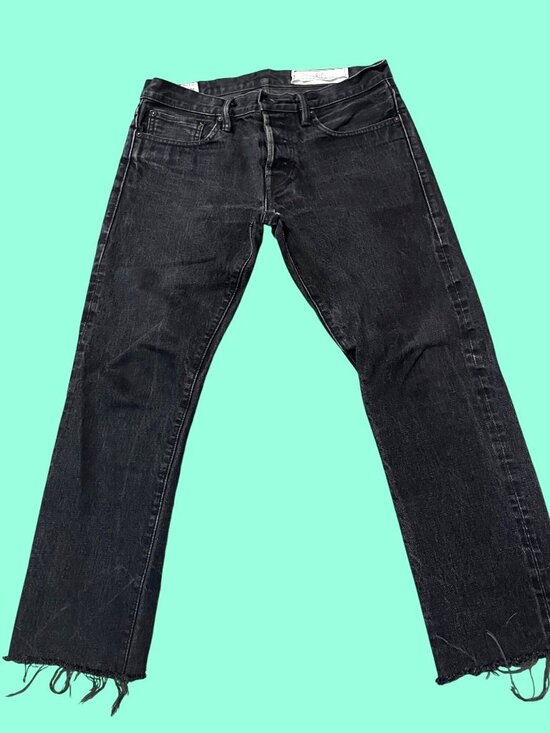 Rogue Territory Other - Rogue Territory Men's Black Raw Denim Jeans Sz 31 Straight Leg Frayed Hem USA
